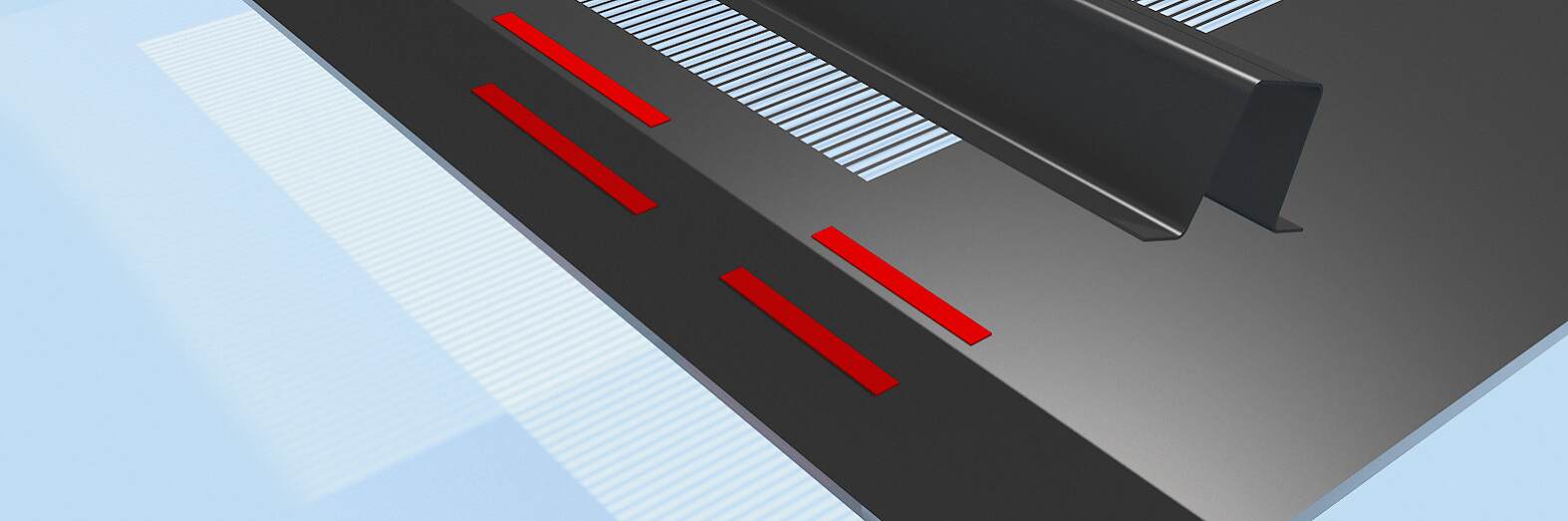 使用雙面膠帶固定金屬構件。