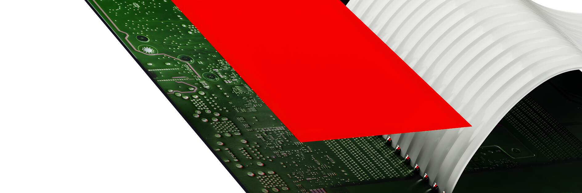 用雙面膠帶固定柔印電路板。