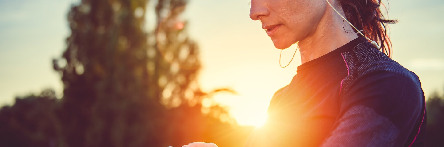 Woman monitoring her progress on smart watch